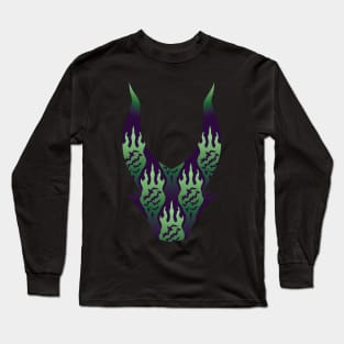 Dark Fairy Flaming Skull Long Sleeve T-Shirt